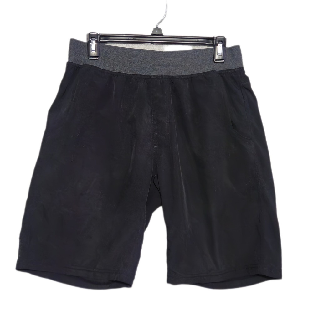 PrAna Shorts Mens Small Super Mojo II 9" Inseam Black Elastic Waistband Stretch